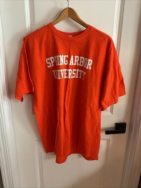 Gildan - Orange Short Sleeve Tee with White 'Spring Arbor University' Print
